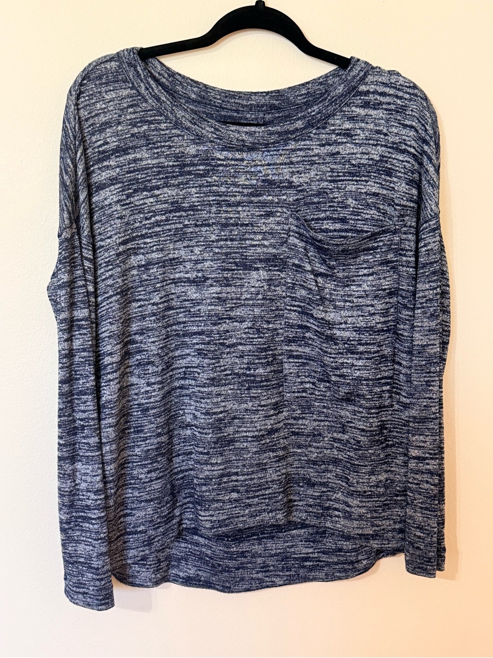 rag & bone Blue and White Marled Long Sleeve Tee